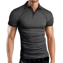 Load image into Gallery viewer, Oeak Mens  Shirt 2019 New Summer Short Sleeve Turn-over Collar Slim Tops Casual Breathable Solid Color Business Shirt