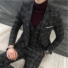 Load image into Gallery viewer, 3 Pieces 2019 Suits Men British New Style  Designs Royal Blue Mens Suit Autumn Winter Thick Slim Fit Plaid Wedding Dress Tuxedos