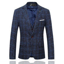 Load image into Gallery viewer, 3 Pieces 2019 Suits Men British New Style  Designs Royal Blue Mens Suit Autumn Winter Thick Slim Fit Plaid Wedding Dress Tuxedos