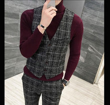 Load image into Gallery viewer, 3 Pieces 2019 Suits Men British New Style  Designs Royal Blue Mens Suit Autumn Winter Thick Slim Fit Plaid Wedding Dress Tuxedos